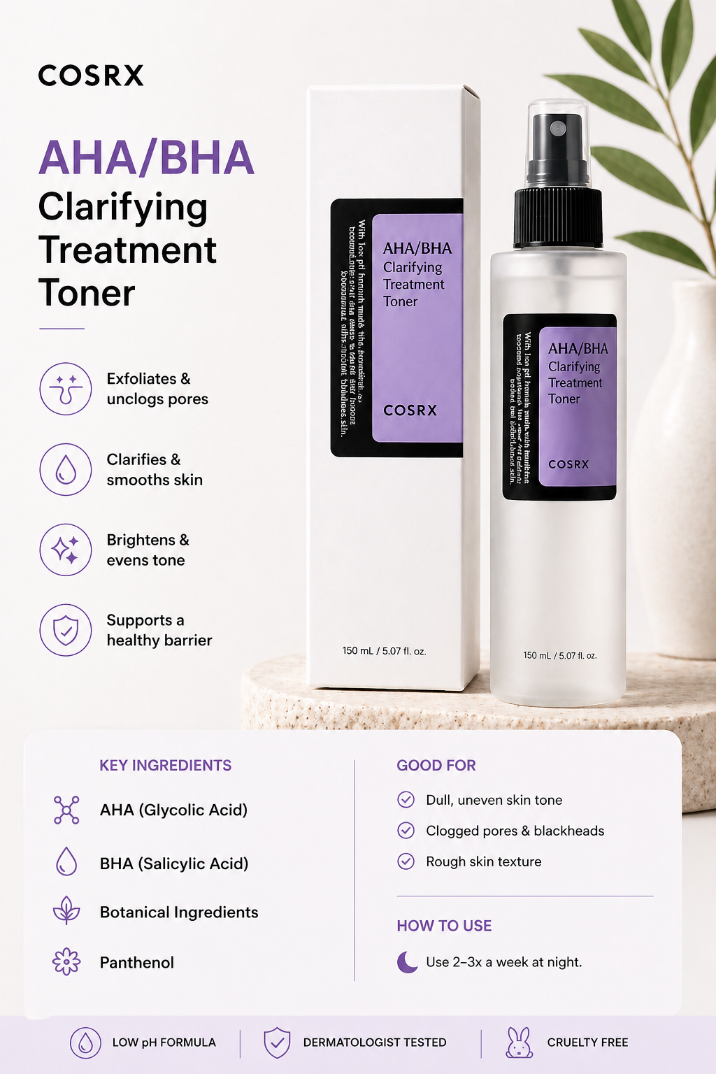 COSRX AHA/BHA Clarifying Treatment Toner