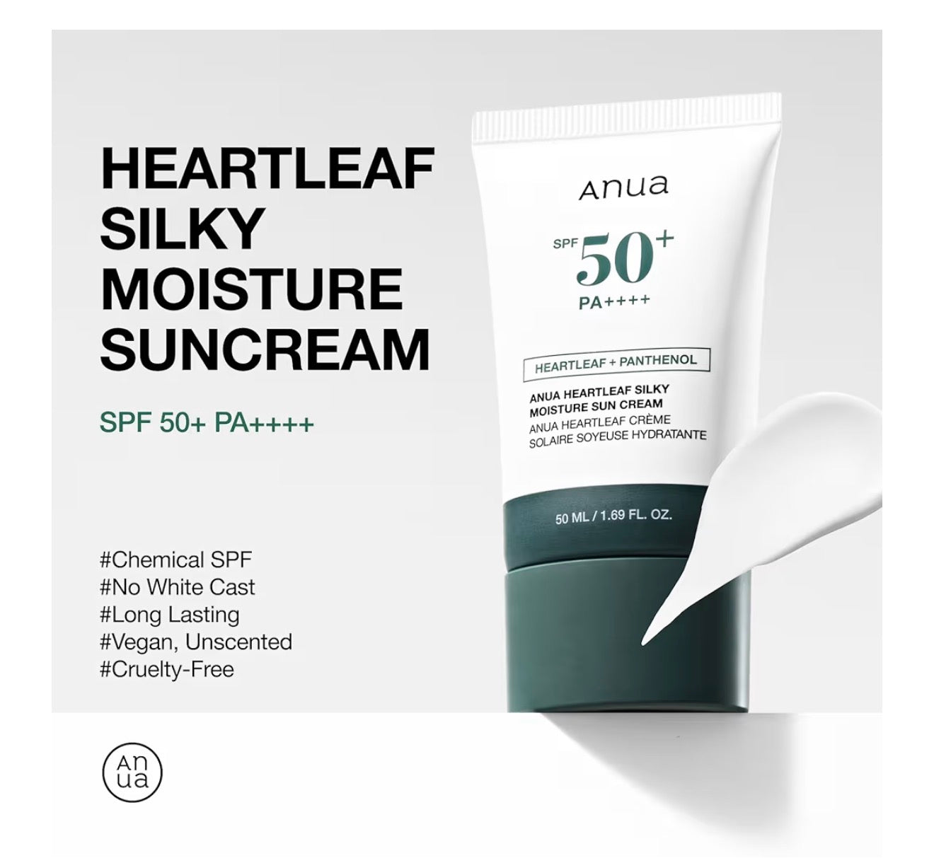 ANUA Heartleaf Silky Moisture Sun Cream SPF 50 PA++++ 50 ml