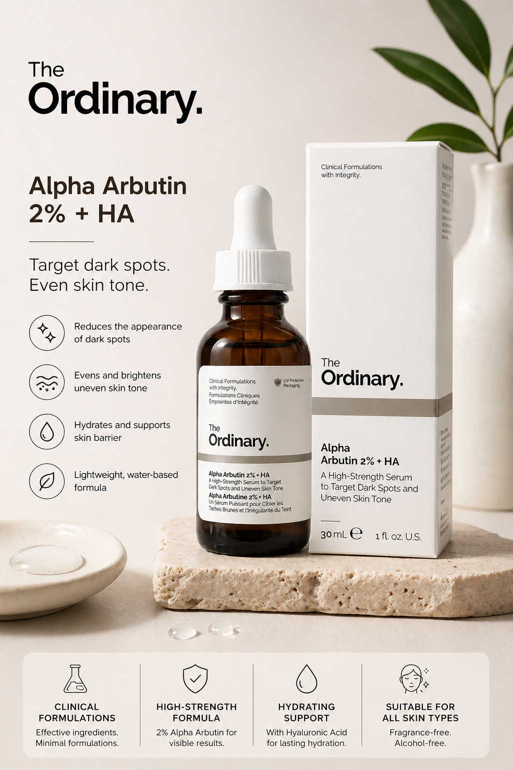 The Ordinary Alpha Arbutin 2% + HA Serum - 30ml
