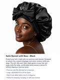 Large satin bonnet - black