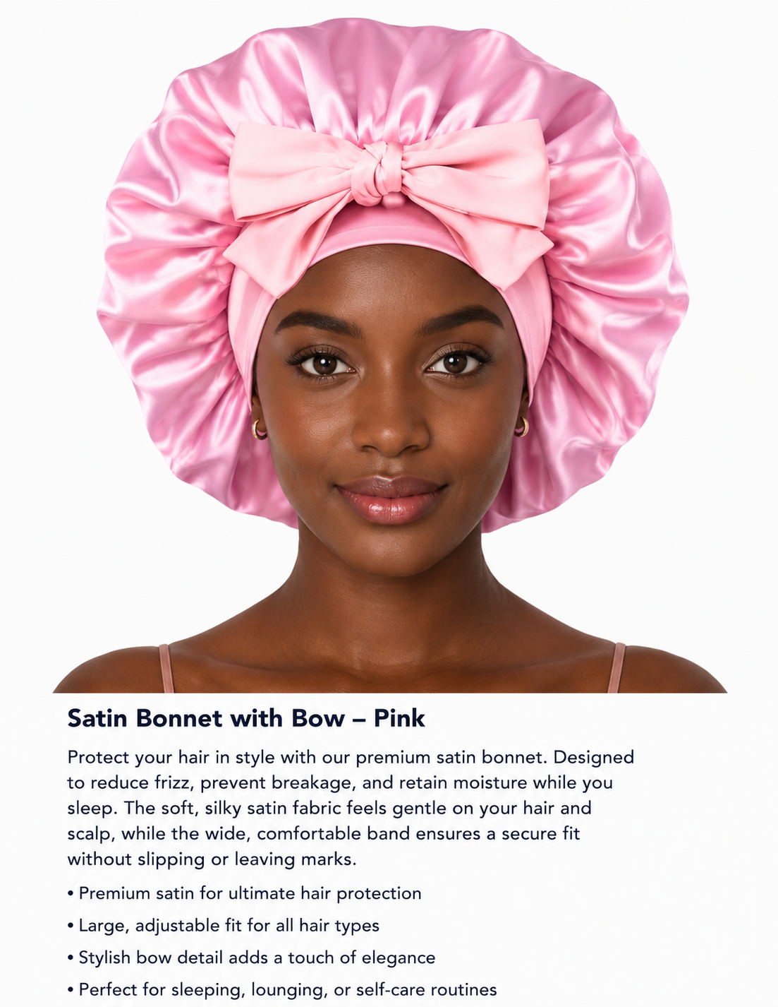 Wide Satin bonnet - pink