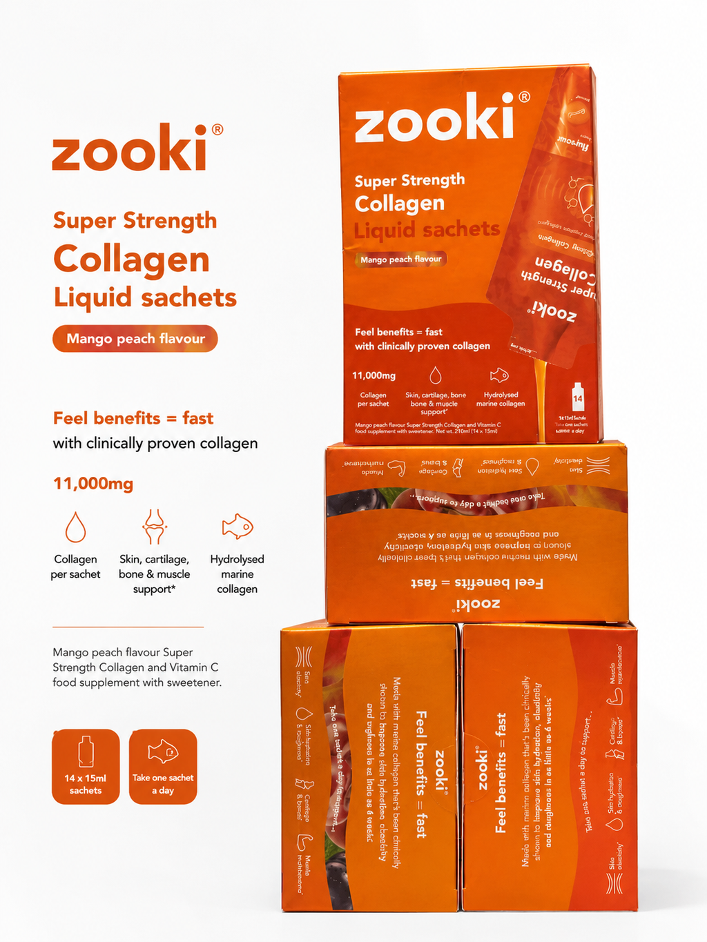 Zooki super strength collagen liquid sachet - 11,000 mg