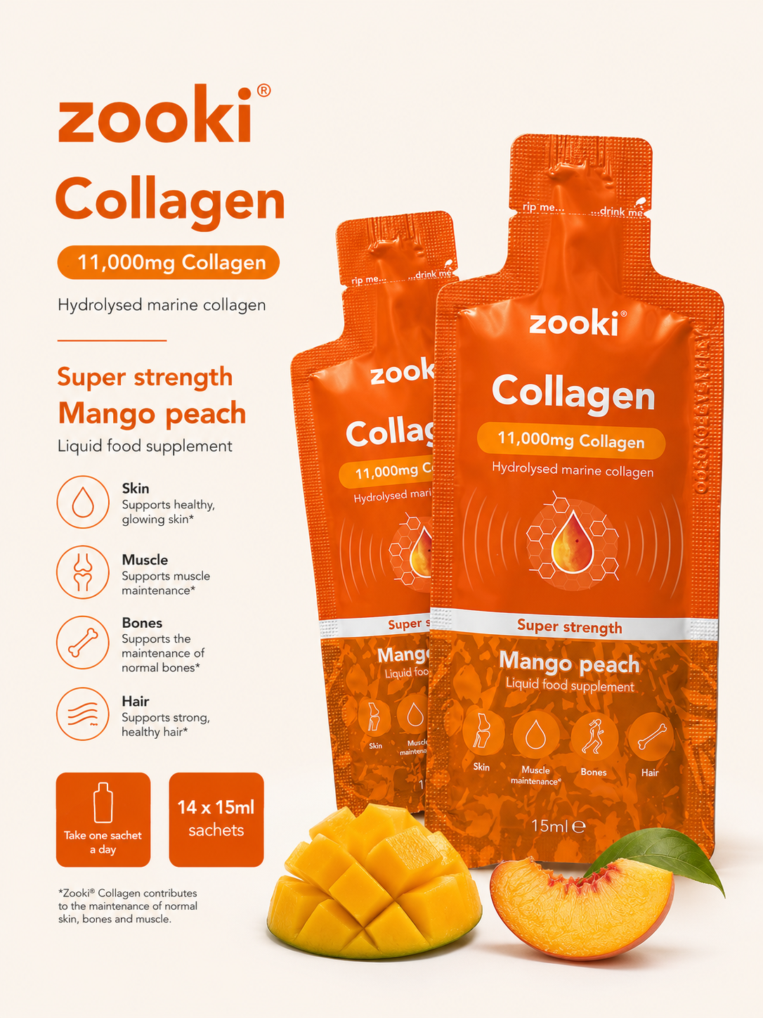 Zooki super strength collagen liquid sachet - 11,000 mg